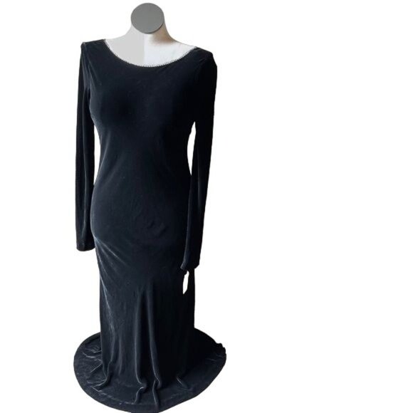 NWT 90’s Vintage $495 DKNY Bergdorf Goodman Black Velvet Beaded Gown Silk Blend - Picture 13 of 13